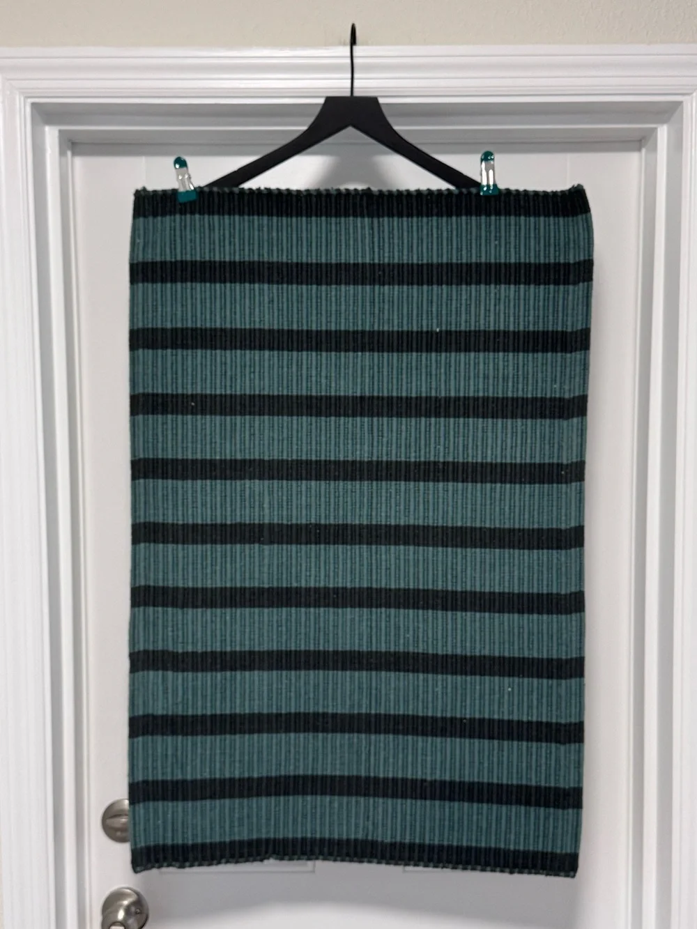 IKEA VAGSKYLT Striped Doormat Blue-Green Black Rug